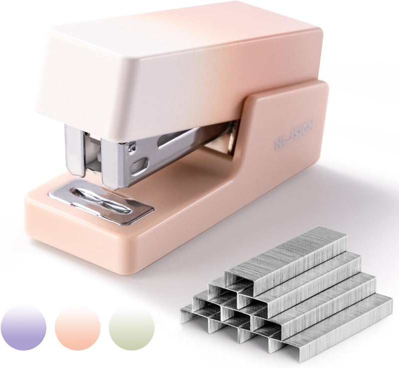 NUSIGN Mini Stapler with 830 Staples, Small Cute Desk Staplers, 25 Sheet Capacity, Pink-White Gradient - Image 1